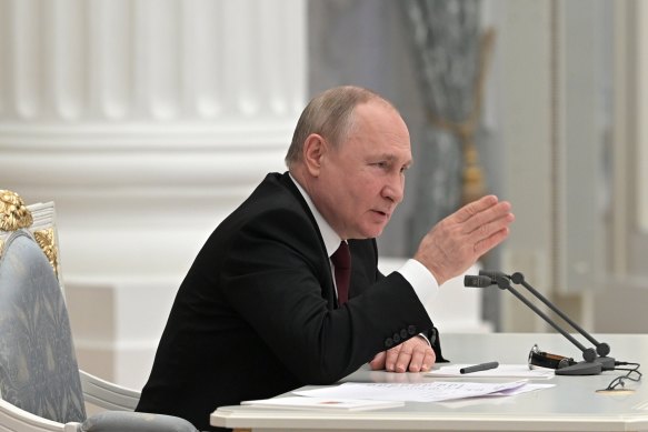 Russian President Vladimir Putin in Moscow on February 21. 