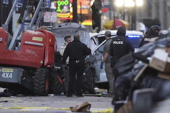 Emergency services attend the scene on Bourbon Street.