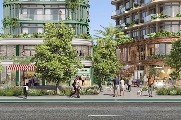 Una representación del consejo de cómo podría verse Logan Road en Mount Gravatt según el plan de regeneración suburbana propuesto. 