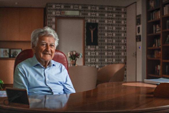 Former Prime Minister Bob Hawke is interviewed in his home office for  Untold. 