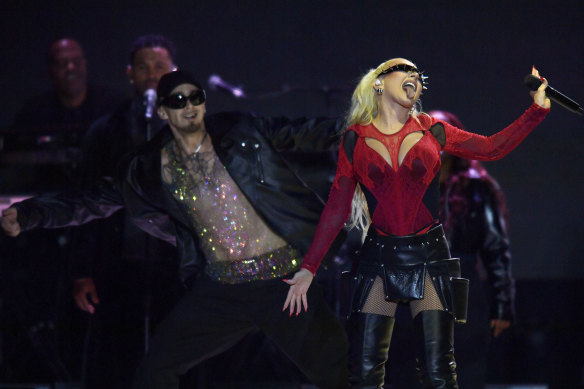 Christina Aguilera performs at Flemington Racecourse on November 25, 2023.