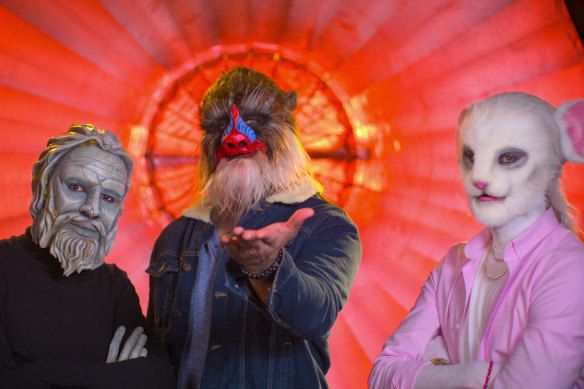 Participants wear beastly masks in Netflix’s new dating show. 