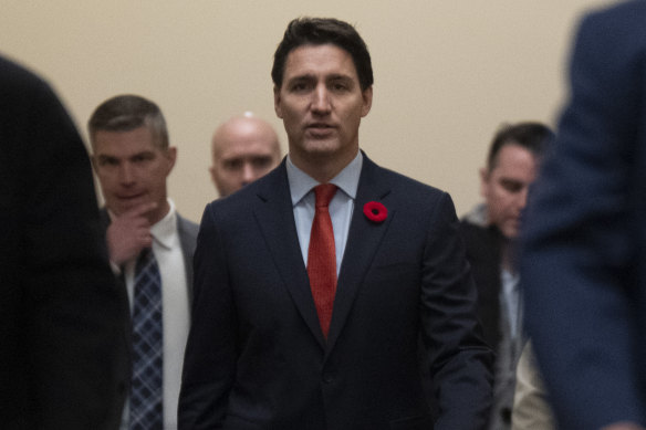 Canada Prime Minister Justin Trudeau makes his way to a cabinet meeting on Parliament Hill, in Ottawa, Ontario.