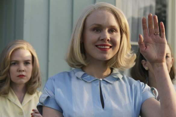 Alison Pill (centre) as neighbour Betty Wendell in Them.