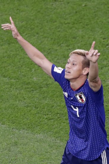 Still got it: Although he may be in the twilight of his career, Honda still struck for his country in the World Cup.