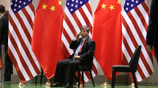 American and Chinese flags in Osaka for the meeting between the US and Chinese presidents