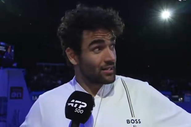 Matteo Berrettini was caught in an uncomfortable situation during a post-match interview.