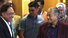 Anwar Ibrahim and Mahathir Mohamad in  Putrajaya, Malaysia on Saturday when all seemed calm. 