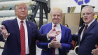 Donald Trump, Anthony Pratt and then prime minister Scott Morrison at the opening of Pratt Industries’ recycling and paper plant in Wapakoneta, Ohio in 2019.