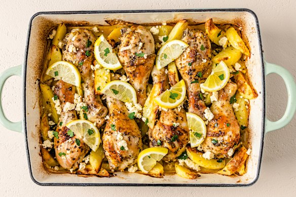 Greek lemon chicken and potatoes.
