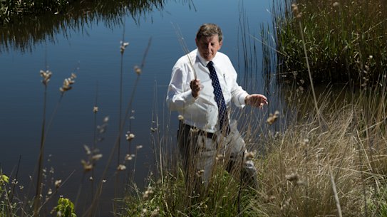 Orange mayor Reg Kidd at the Ploughman's Creek Wetlands, a constructed wetland that acts as the kidneys of the city.
