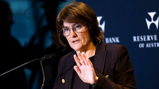 Reserve Bank of Australia governor Michele Bullock after the RBA board decided to keep rates on hold.