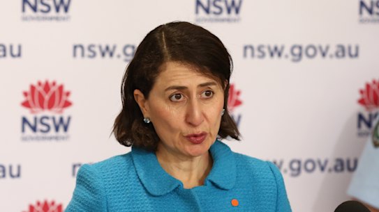 Premier Gladys Berejiklian at Tuesday’s press conference. 