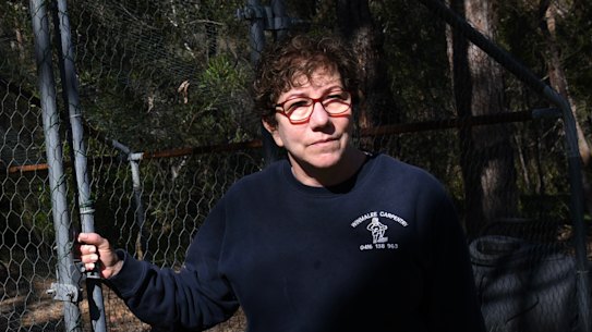 Anja Minney at home in her Springwood garden after knee replacement surgery.