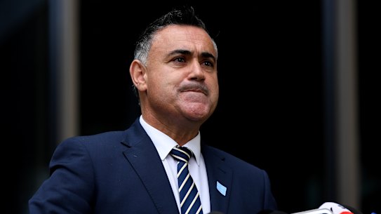 Deputy Premier and Minister for Regional NSW John Barilaro speaks to the media during a press conference in Sydney,