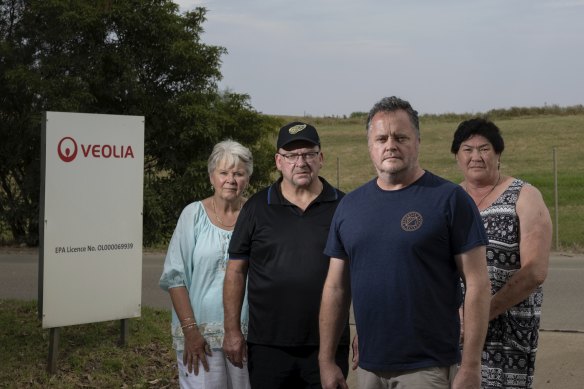 Lynbrook Residents Association committee members (from left) Jan Woodrow, Chris McCoy, Scott Watson and Barbara Slide at the Veolia landfill site in Hampton Park.