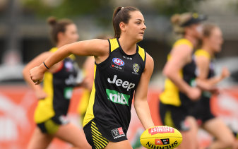 Monique Conti trains during RIchmond's AFLW pre-season at Punt Road Oval last year. 