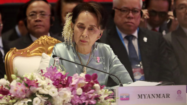 Myanmar leader Aung San Suu Kyi at the ASEAN Summit in Nonthaburi, Thailand, earlier this month.