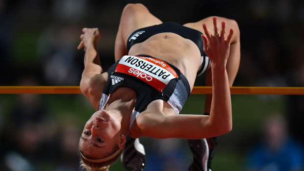 Eleanor Patterson clears the bar at the Sydney Track Classic earlier this month.