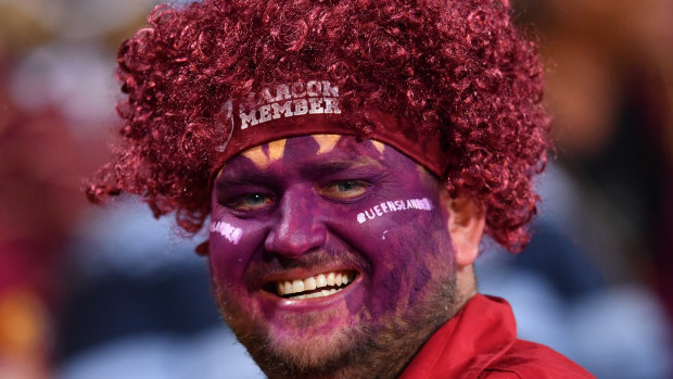 A Queensland fan before State of Origin Game III between the Queensland Maroons and the New South Wales Blues at Suncorp Stadium in Brisbane, on July 12, 2017. 