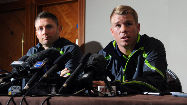 Then Australian skipper Michael Clarke (left) with firebrand David Warner in 2013.