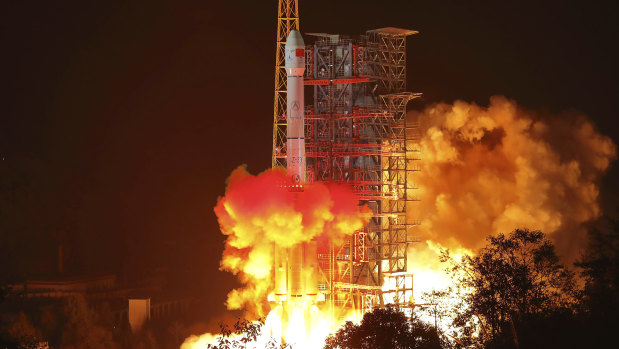 The Chang'e 4 lunar probe launches from the the Xichang Satellite Launch Centre in south-west China's Sichuan Province.