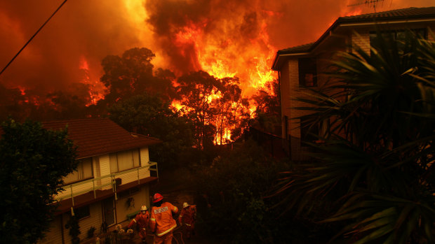 Fires threaten homes in Umina on the state's Central Coast.