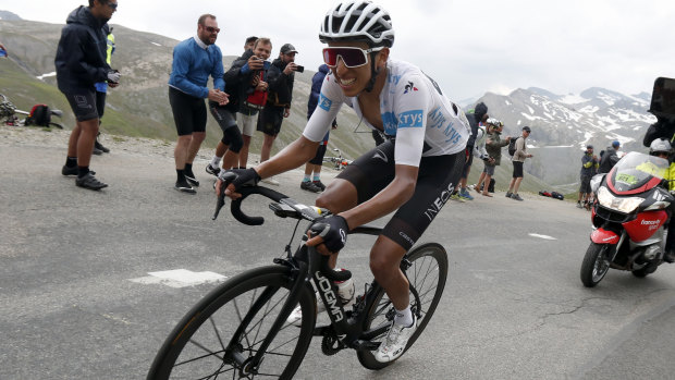 Colombia's Egan Bernal was catapulted into the lead in dramatic circumstances on Friday.