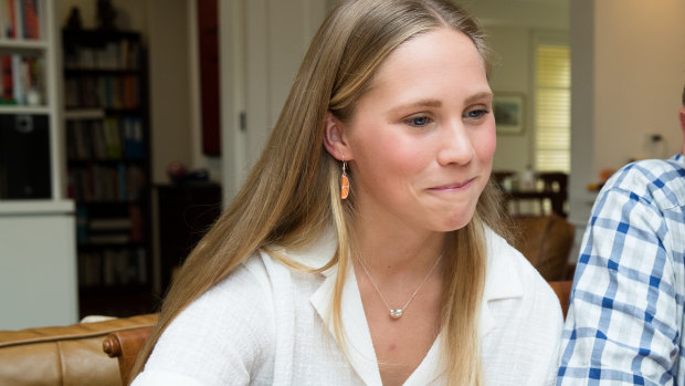 Phoebe Coles waits anxiously for her ATAR results. She studied  extension mathematics, gained an ATAR of 99.65 and wants to be a doctor. 