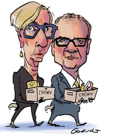 Crown board members leave the building.