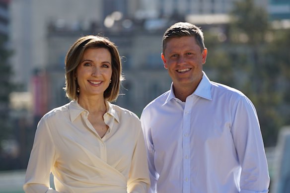 Melissa Downes and new co-anchor, Joel Dry, who are presenting Nine News Queensland’s 6pm bulletin from August 18.