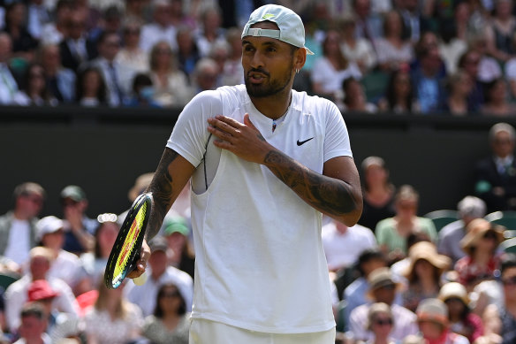 Nick Kyrgios during his match against Brandon Nakashima.