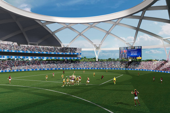 Inside the proposed new stadium in Darwin.