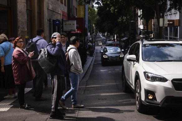 Pedestrians have right of way on Little Bourke Street but rarely use it.  