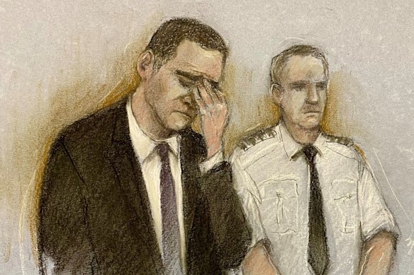 A courtroom sketch of Doyle in Liverpool Crown Court last month.