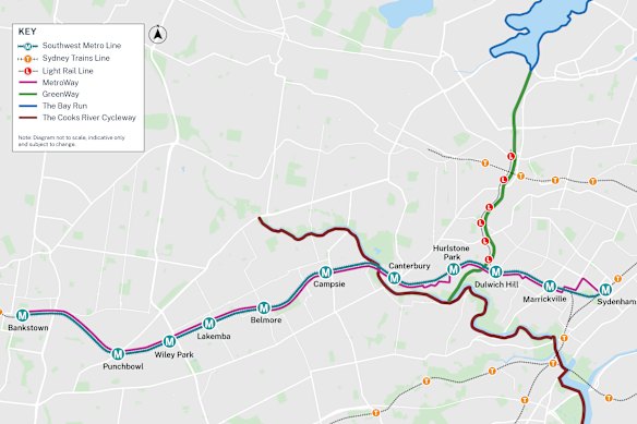 The MetroWay will provide a continuous bike and pedestrian link from Bankstown to Iron Cove in Sydney’s inner west.