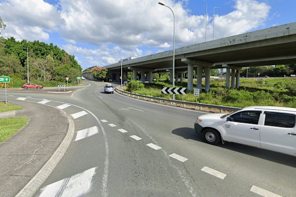 The Toyota ute crashed into a lamppost under the Pacific Highway at Eagleby.