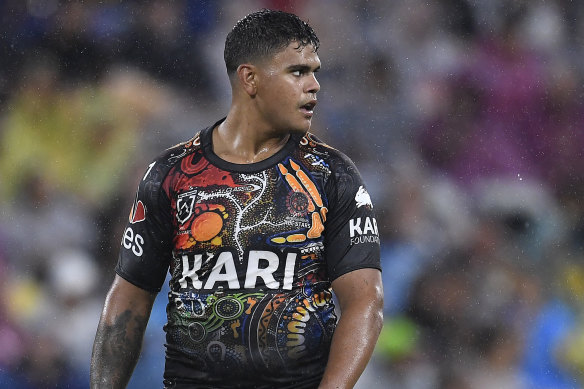 Latrell Mitchell representing the Indigenous All Stars in 2021.