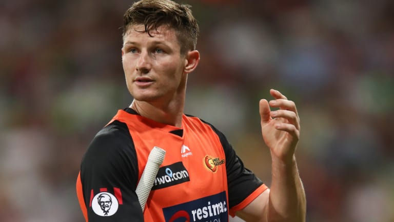 Scorched: Former Australian Test batsman Cameron Bancroft walks off after being dismissed by Jono Cook of the Thunder.