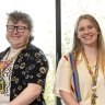 Enfys (left) and Jemma are part of the Minus 18 youth leadership program. 