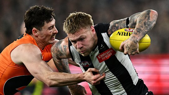 The powerful Jordan De Goey was best on ground against the Giants in Collingwood’s preliminary final win and will be a key player in the opening round rematch. 