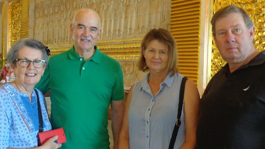 Anne and Brian Stock from Brisbane and Mary and Bryan Walsh from Mount Gambier are among up to 39 Australians   hoping to return home after being quarantined in Cambodia. 