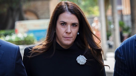 Emma Roberts, the estranged wife of Ben Roberts-Smith, arrives at the Federal Court in Sydney on Monday.