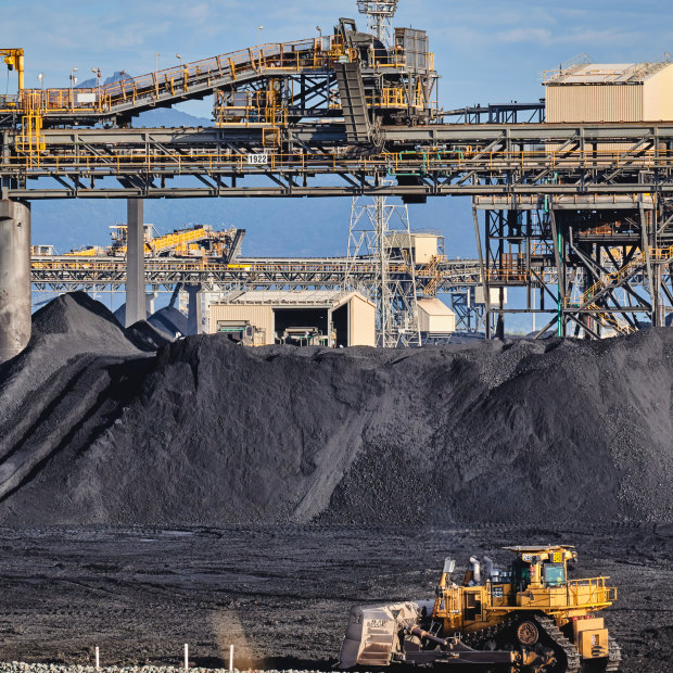 Coal stockpiles at the Gladstone port. 