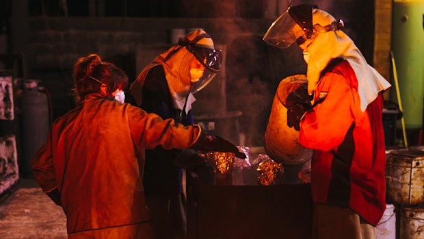 The final bronze pour of artworks slated for the new Sydney Fish Markets.
