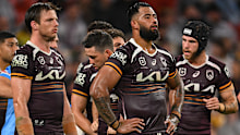 Payne Haas and his Broncos teammates during the loss to the Roosters.