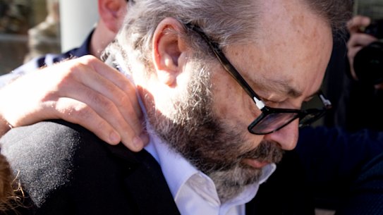 Brett Button arrives at Newcastle Court on Wednesday.