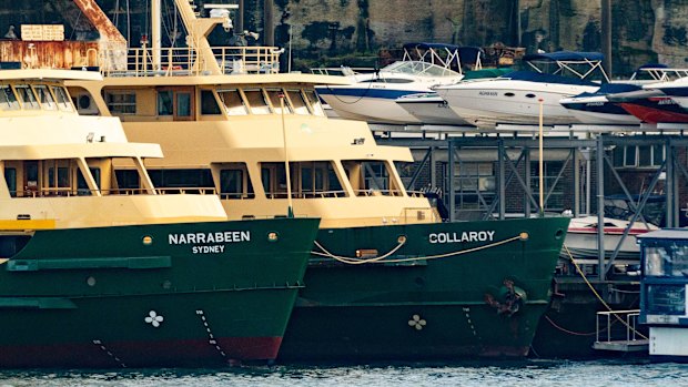 The Collaroy berthed beside the Narrabeen at Cockatoo Island on Thursday.