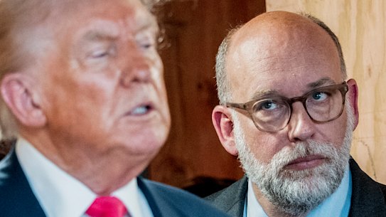 The meticulous approach of Russell Vought, pictured with Donald Trump, has won him significant appreciation within Trump’s MAGA movement.