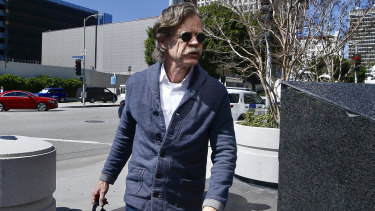 Actor William H. Macy arrives at a federal court in Los Angeles after his wife Felicity Huffman's arrest.